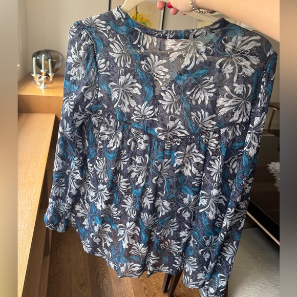 Rebecca Taylor Floral Blue Blouse - Picture 2 of 6